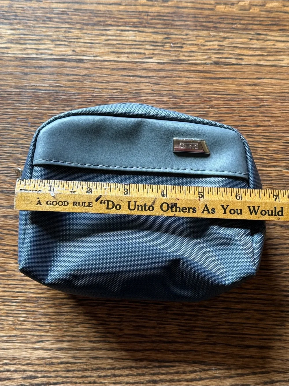 Small Tumi Gray Men's Toiletry Pouch with Silver Accent